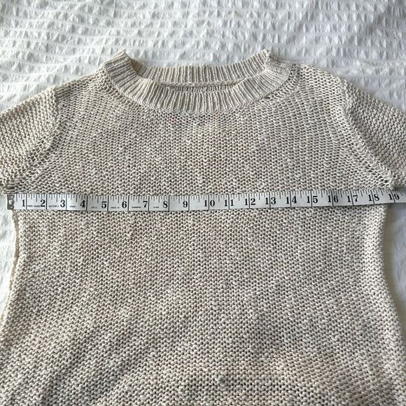 TNA Aritzia Cotton/Linen Loose Knit Sweater XS Cream Prep Coastal Fisherman - Picture 13 of 16